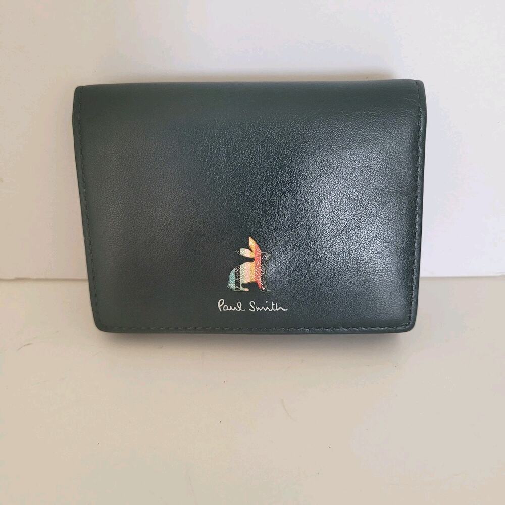 Paul Smith Rabbit Leather Unisex Wallet‎ Card Bill Designer Compact Small Green